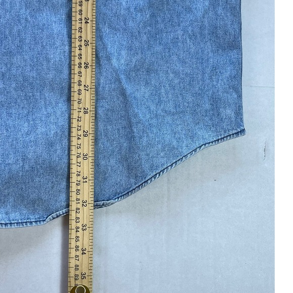 Ralph Lauren Men Denim Shirt Long Sleeve Button Up Red Pony Logo Light Wash Sz L - Picture 5 of 5